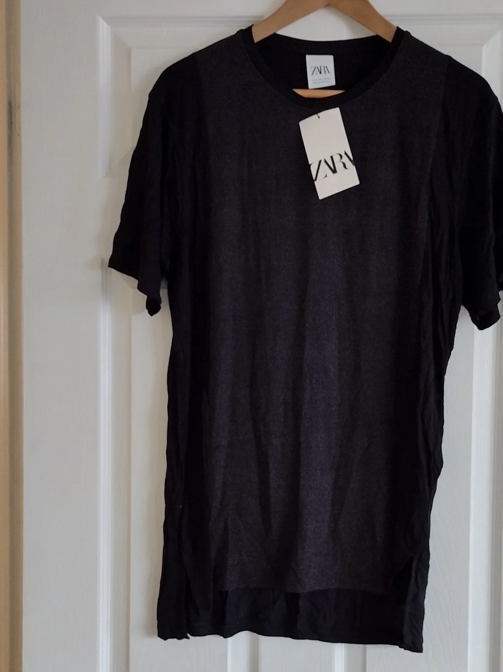 Zara Women's Black Crew Neck T-Shirt L Tall - Picture 1 of 7